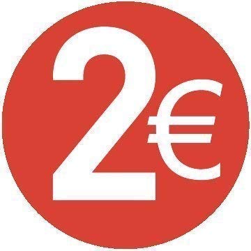 2€ Euro - Packung zu 200 Stück - 13mm Rot - Price Stickers von Price stickers