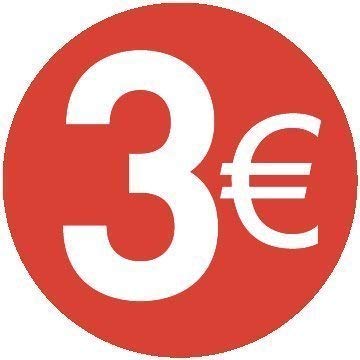 3€ Euro - 500er Pack - 30mm Rot - Price Stickers von Price stickers