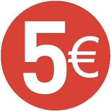 5€ Euro - Packung zu 200 Stück - 13mm Rot - Price Stickers von Price stickers