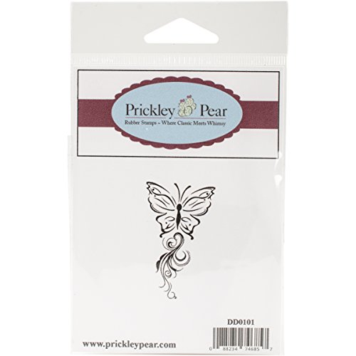 Prickley Pear selbst Briefmarken 2 Zoll x 1,75 Schmetterling mit Flourish Trail, Acryl, Mehrfarbig, 3-teilig von Prickley Pear
