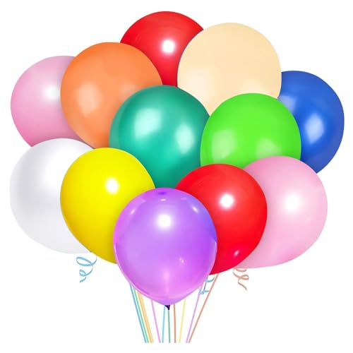 100 Stück Luftballon Pricl,100% Reiner NATURLATEX, 10 sortierte helle Farbe Ballons, 12 Zoll (30cm) Latex Ballons, Regenbogen Ballons für Geburtstag Babyparty Hochzeit Baby Shower Deko von Pricl