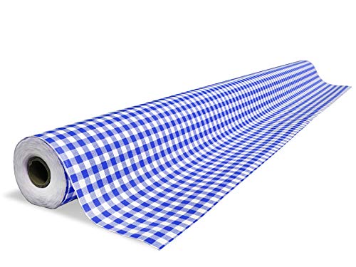 Tischdecke Folie auf Rolle - Trend Karo Blau-Weiß Kariert, 1,40m x 15,00m, Wasserabweisender Outdoor Tischbelag für Party und Eventbereich, Oktoberfest, Gastronomie, Oeko Tex Standard 100 zertifiziert von Primaflor - Ideen in Textil