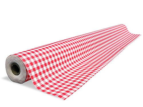 Tischdecke Folie auf Rolle - Trend Karo Rot-Weiß Kariert, 0,80m x 15,00m, Wasserabweisender Outdoor Tischbelag für Party und Eventbereich, Bistro, Gastronomie, Oeko Tex Standard 100 zertifiziert von Primaflor - Ideen in Textil