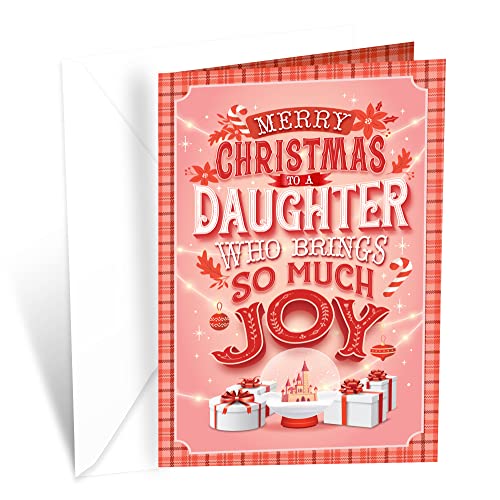 Weihnachtskarte für Tochter, Prime Greetings, hergestellt in Amerika, umweltfreundlich, dicker Karton mit Premium-Umschlag, 12,7 x 19,7 cm, verpackt in schützender Versandtasche von Prime Greetings