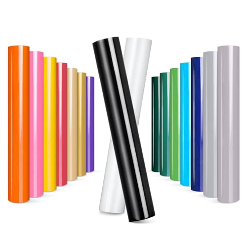 Prime Vinyl Plotterfolie Textil 16 Stück, Flexfolie Plotter Textil 30,5cm x 20,5cm für Cricut und Silhouette Cameo, Textilfolie für DIY T-Shirt Kleidung von Prime Vinyl
