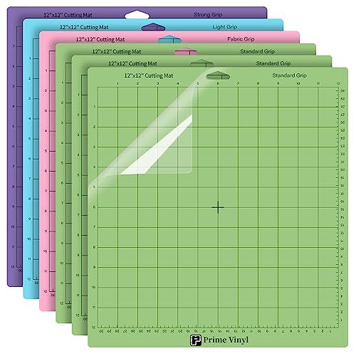 Prime Vinyl Schneidematte- 6 Stück Cricut Schneidematte für Silhouette, Cricut Explore Air 2/Air/One Maker, 12x12 inch Schneidematten-Set, Zubehör für Cricut von Prime Vinyl