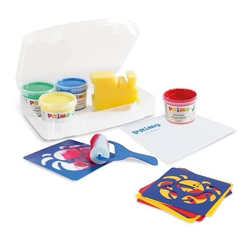 PRIMO - Kit Palette Peinture Enfant +3Ans avec Peinture Gouache à Doigts 100g + Rouleau + Pochoirs pour Peinture, 4 Couleurs Tempera pour Papeterie, Verre et Loisirs Créatifs Testée Dermatologiquement PRIMO - Kit Palette Peinture Enfant +3Ans avec Peinture Gouache à Doigts 100g + Rouleau + Pochoirs pour Peinture, 4 Couleurs Tempera pour Papeterie, Verre et Loisirs Créatifs Testée Dermatologiquement von Primo