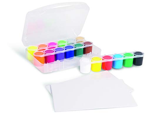 PRIMO Künstlerset für Kinder | Kunst-Koffer mit 25 ml Acrylfarben-Bechern | 12 Standard-, 4 Neon-Farben, Gold, Silber, 2 Leinwände PRIMO Künstlerset für Kinder | Kunst-Koffer mit 25 ml Acrylfarben-Bechern | 12 Standard-, 4 Neon-Farben, Gold, Silber, 2 Leinwände von Primo