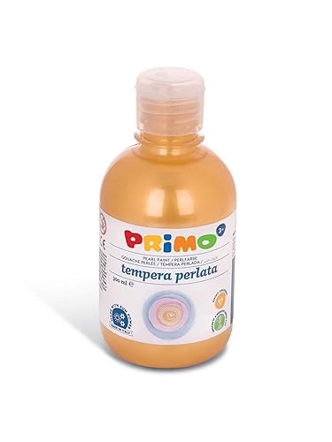 PRIMO Pearl Schulmalfarbe für Kinder | wasserlösliche Tempera-Farbe im Perl-Look | 300 ml Flasche mit Dosierverschluss (perl gelb) von Primo