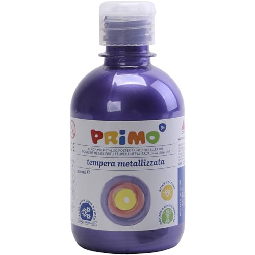 PRIMO Schulmalfarbe, Bastelfarbe für Kinder mit Metallic-Look, 300ml mit Dosierverschluss (lila) von Primo
