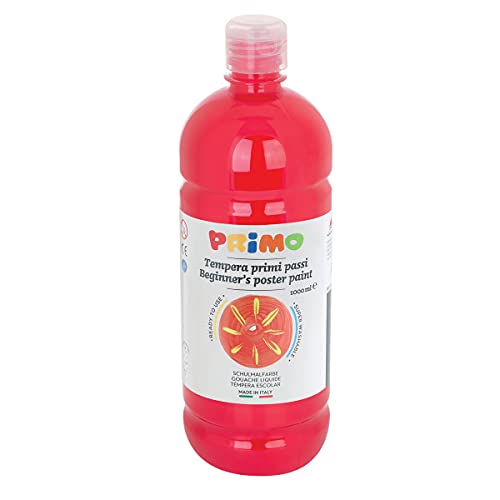 PRIMO Schulmalfarbe Tempera-Farbe für Kinder, 1000 ml Flasche mit Dosierverschluss (zinnober) von Primo