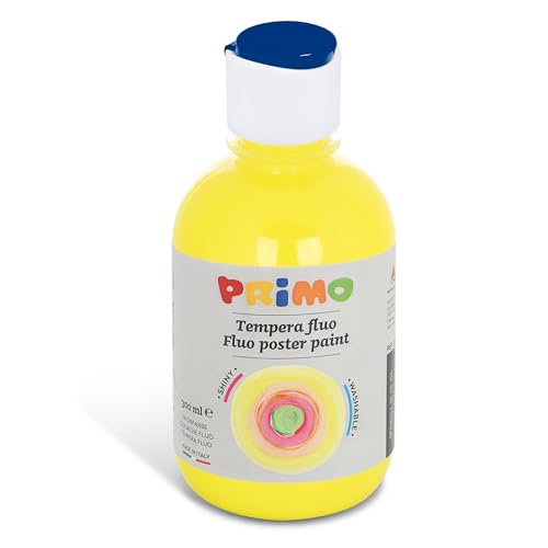 PRIMO Schulmalfarbe für Kinder, leuchtende Neon-Farben, 300ml mit Dosierverschluss (gelb 210) von Primo