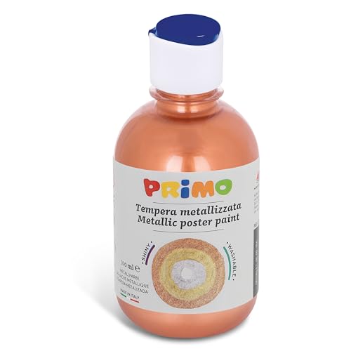 PRIMO Schulmalfarbe für Kinder | wasserlösliche Tempera-Farbe im Metallic-Look | 300 ml Flasche mit Dosierverschluss (bronze) von Primo