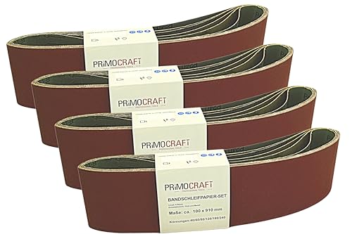 PrimoCraft 24x Bandschleifpapier 100 x 910 mm - Körnung 40/60/80/120/180/240 Mix je 4x pro Korn - Schleifband für Bandschleifer Schleifmaschine 24 Stück PrimoCraft 24x Bandschleifpapier 100 x 910 mm - Körnung 40/60/80/120/180/240 Mix je 4x pro Korn - Schleifband für Bandschleifer Schleifmaschine 24 Stück von PrimoCraft