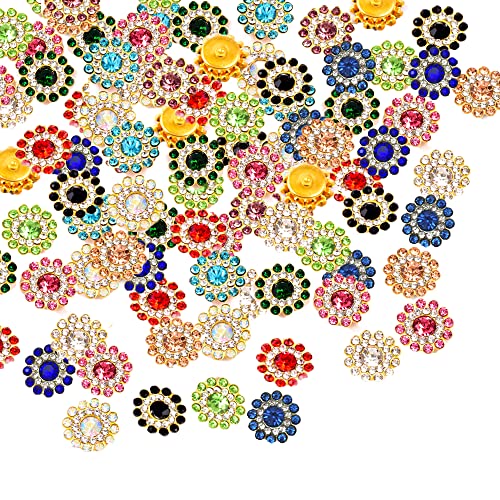 Primst 200 Stück Strass Knöpfe Strass Blume Nähen Buttons Blumenform Strasssteine Basteln mit Sockel 14MM für DIY Kleidung Schuhe Tasche Ohrringe von Primst