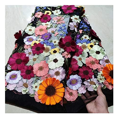 Primst Spitzenstoff mit Blumenstickerei, 3D-Applikation, Stickerei, Spitzenstoff für selbstgemachte Kleidung, Hochzeitskleid, Heimdekoration, 130 cm breit, 2 m, Schwarz Primst Spitzenstoff mit Blumenstickerei, 3D-Applikation, Stickerei, Spitzenstoff für selbstgemachte Kleidung, Hochzeitskleid, Heimdekoration, 130 cm breit, 2 m, Schwarz von Primst