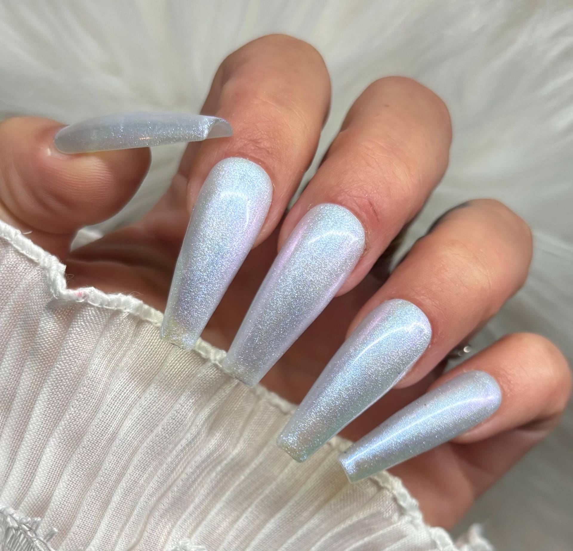 Press On Nails Metallic Blau Weiß Glimmer Basic Press On Nails Metallic Blau Weiß Glimmer Basic von PrincessNails01