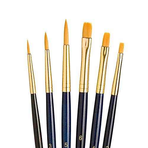 Princeton Real Value, Serie 9100, Pinsel-Sets für Acryl-, Öl- und Aquarellmalerei, Syn-Gold Taklon (Rnd 1, 3, 5, Shader 2, 4, 6), Braun von Princeton