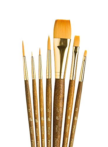Princeton Art & Brush Taklon Pinsel-Set, synthetisch, goldfarben, 7 Stück von Princeton