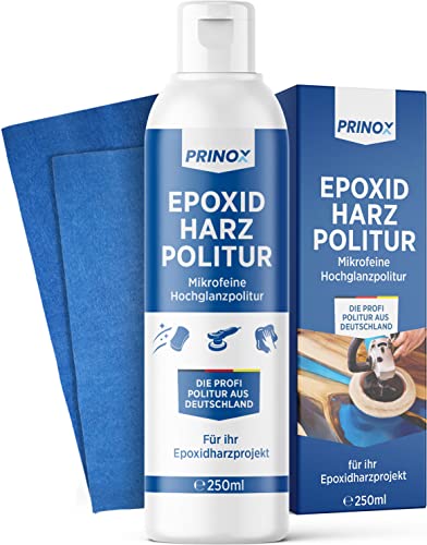 PRINOX 250ml Epoxidharz Polierpaste inkl. Profi Poliertuch - Hochglanz Politur für Epoxidharz, Gelcoat, GFK - Perfekter Glanz für Epoxy Resin - Entfernt Mattierungen & Mikro Kratzer von Prinox