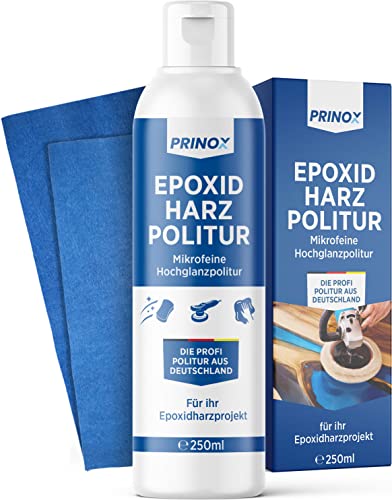 PRINOX® 250ml Polierpaste Epoxidharz inkl. Poliertuch I Epoxidharz Politur für Hochglanz Finish I Mikropartikel Technologie I Profi Politur für Epoxy Resin, Kunststoff von Prinox