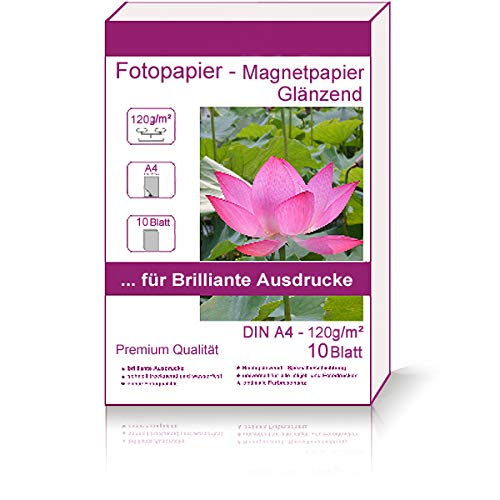 10 Blatt DIN A4-210x297 mm 120g/m² Fotopapier Magnetpapier Glänzend Hglossy wasserfest Photopapier photopaper photo paper glänzend 120g / m² 120g/qm DIN A4-210 x 297 mm 21 x 29,7 cm von Print-Klex GmbH & Co.KG