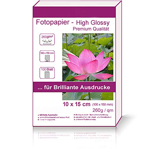 100 Blatt 10x15cm 260g/m² Fotopapier beidseitig hochglänzend Hglossy wasserfest Photopapier high glossy wasserfest photopaper photo paper beide Seiten glänzend 260g / m² 260g/qm 10x15 cm 10 x 15 cm von Print-Klex GmbH & Co.KG