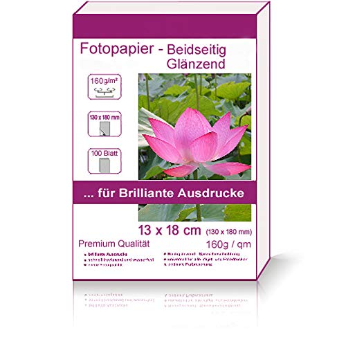 100 Blatt 13x18cm 160g/m² Fotopapier beidseitig hochglänzend Hglossy wasserfest Photopapier high glossy wasserfest photopaper photo paper beide Seiten glänzend 160g / m² 160g/qm 13x18 cm 13 x 18 cm von Print-Klex GmbH & Co.KG