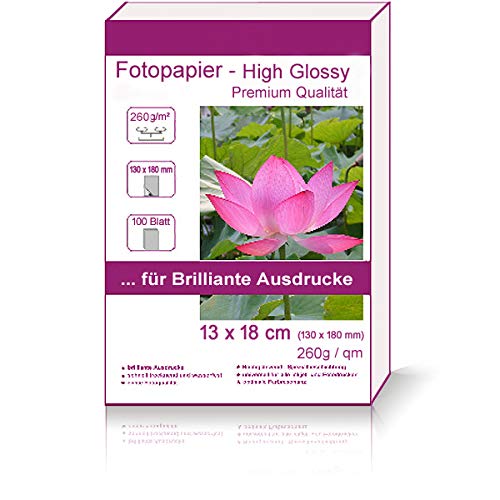 100 Blatt 13x18cm 260g/m² Fotopapier Hglossy wasserfest Photopapier hochglänzend high glossy wasserfest photopaper photo paper glänzend 260g / m² 260g/qm 13x18 cm 13 x 18 cm von Print-Klex GmbH & Co.KG