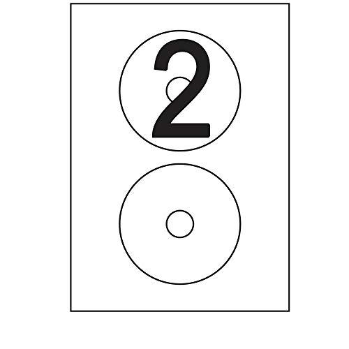 100 Blatt CD Etiketten Selbstklebend 117/41 200 Stück DIN A4 permanent haftend blickdicht bedruckbar Weiß - 2 Stück pro Blatt 100 Blatt CD Etiketten Selbstklebend 117/41 200 Stück DIN A4 permanent haftend blickdicht bedruckbar Weiß - 2 Stück pro Blatt von Print-Klex GmbH & Co.KG