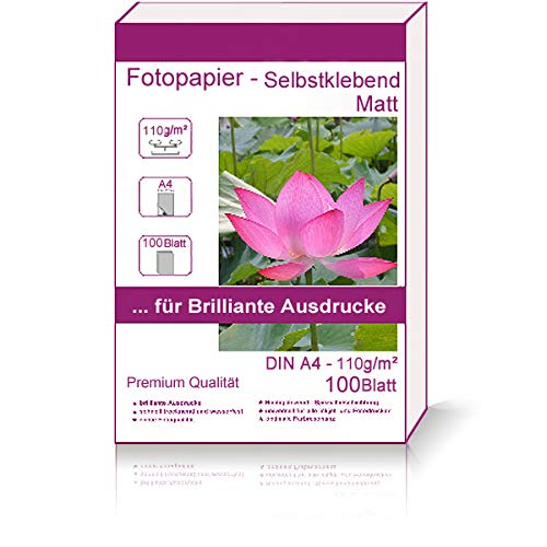 100 Blatt DIN A4-210x297 mm 110g/m² Fotopapier Selbstklebend Matt wasserfest Photopapier matte wasserfest photopaper photo paper 110 / m² 110g/qm DIN A4-210 x 297 mm 21 mm x 29,7 cm von Print-Klex GmbH & Co.KG