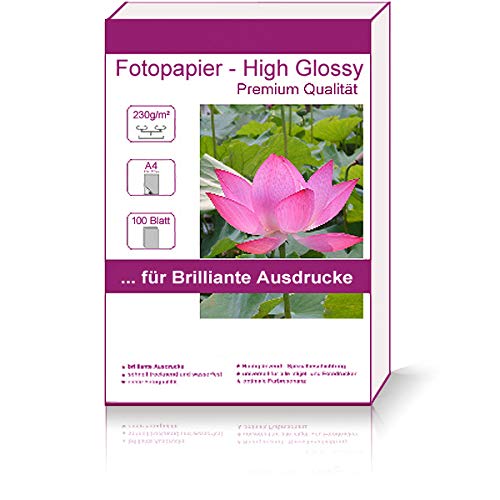 100 Blatt DIN A4 230g/m² Fotopapier Hglossy wasserfest Photopapier hochglänzend high glossy wasserfest photopaper photo paper DINA4 230g / m² 230g/qm von Print-Klex GmbH & Co.KG