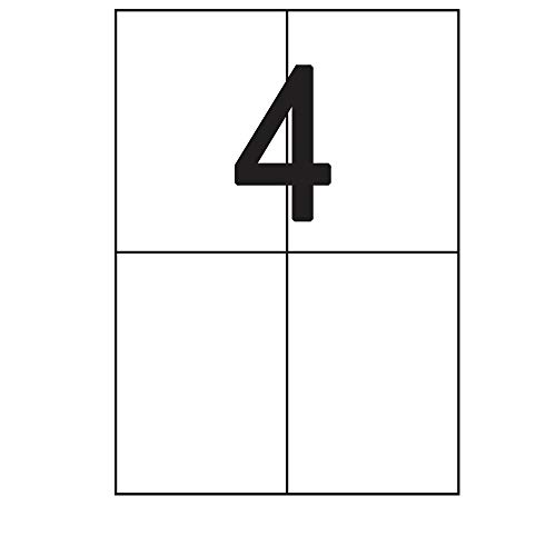 100 Blatt Etiketten Selbstklebend 105,0 x 148,0 mm 400 Stück DIN A4 permanent haftend Universal Weiß - 4 Stück pro Blatt 100 Blatt Etiketten Selbstklebend 105,0 x 148,0 mm 400 Stück DIN A4 permanent haftend Universal Weiß - 4 Stück pro Blatt von Print-Klex GmbH & Co.KG