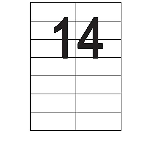 100 Blatt Etiketten Selbstklebend 105,0 x 42,3 mm 1400 Stück DIN A4 Weiß Etiketten Label permanent haftend - 14 Stück pro Blatt 100 Blatt Etiketten Selbstklebend 105,0 x 42,3 mm 1400 Stück DIN A4 Weiß Etiketten Label permanent haftend - 14 Stück pro Blatt von Print-Klex GmbH & Co.KG