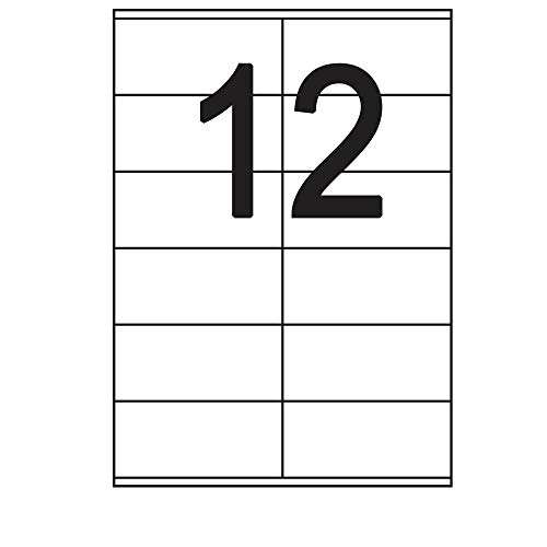 100 Blatt Etiketten Selbstklebend 105,0 x 48,0 mm 1200 Stück DIN A4 Klebeetiketten Weiß permanent haftend - 12 Stück pro Blatt 100 Blatt Etiketten Selbstklebend 105,0 x 48,0 mm 1200 Stück DIN A4 Klebeetiketten Weiß permanent haftend - 12 Stück pro Blatt von Print-Klex GmbH & Co.KG