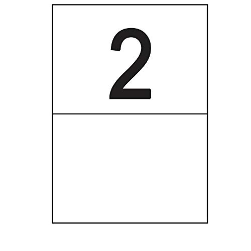 100 Blatt Etiketten Selbstklebend 210,0 x 148,0 mm 200 Stück DIN A4 bedruckbare Versandetiketten Weiß permanent haftend - 2 Stück pro Blatt 100 Blatt Etiketten Selbstklebend 210,0 x 148,0 mm 200 Stück DIN A4 bedruckbare Versandetiketten Weiß permanent haftend - 2 Stück pro Blatt von Print-Klex GmbH & Co.KG