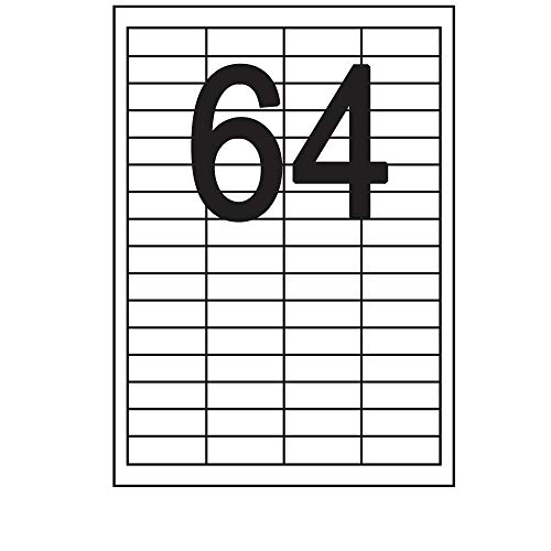 100 Blatt Etiketten Selbstklebend 48,3 x 16,9 mm 6400 Stück DIN A4 Weiß permanent haftend Aufkleber - 64 Stück pro Blatt 100 Blatt Etiketten Selbstklebend 48,3 x 16,9 mm 6400 Stück DIN A4 Weiß permanent haftend Aufkleber - 64 Stück pro Blatt von Print-Klex GmbH & Co.KG