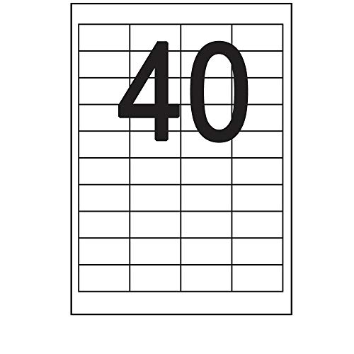 100 Blatt Etiketten Selbstklebend 48,5 x 25,4 mm 4000 Stück DIN A4 Etiketten Label permanent haftend Weiß - 40 Stück pro Blatt 100 Blatt Etiketten Selbstklebend 48,5 x 25,4 mm 4000 Stück DIN A4 Etiketten Label permanent haftend Weiß - 40 Stück pro Blatt von Print-Klex GmbH & Co.KG