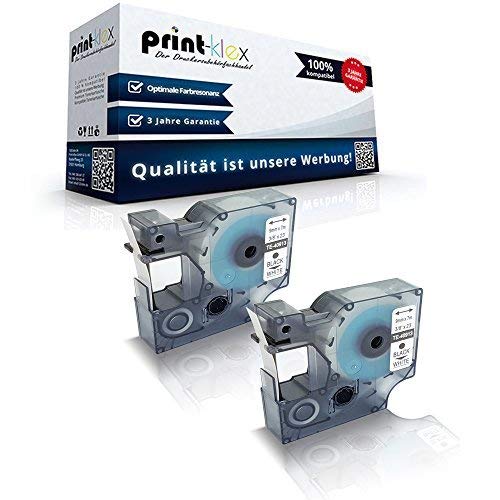 2X Print-Klex Schriftbänder kompatibel für Dymo D1 40913 1000 Plus 2000 3500 5500 Pocket Labelmanager 100 Labelmanager 100 Plus S0720980 9mmx7m Schwarz auf Weiss - Office Plus Serie von Print-Klex GmbH & Co.KG