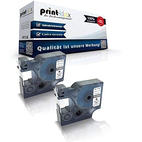 2X Print-Klex Schriftbänder kompatibel für Dymo D1 45020 1000 1000 Plus 2000 3500 5500 Labelmaker 4500 Pocket Labelmanager 100 Labelmanager 100 Plus S0720600 12 mmx7 m Weiss/Klar - Office Plus Serie von Print-Klex GmbH & Co.KG