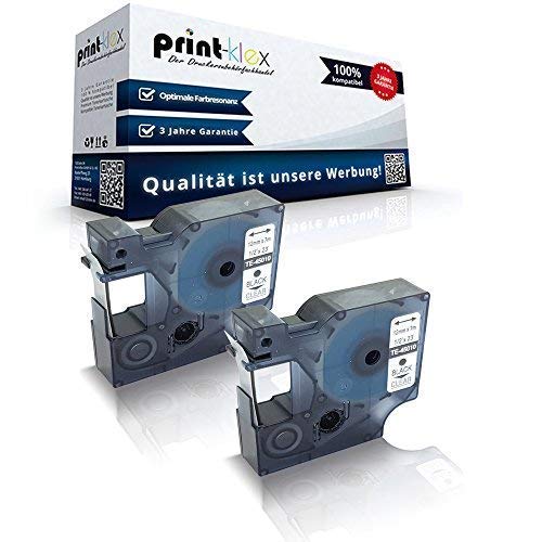 2x Print-Klex Schriftbänder kompatibel für Dymo D1 45010 Labelpoint150 Labelpoint200 Labelpoint250 Labelpoint300 Labelpoint350 S0720500 12mmx7m Black Clear Druckerband - Series Easy Pro Serie 2x Print-Klex Schriftbänder kompatibel für Dymo D1 45010 Labelpoint150 Labelpoint200 Labelpoint250 Labelpoint300 Labelpoint350 S0720500 12mmx7m Black Clear Druckerband - Series Easy Pro Serie von Print-Klex GmbH & Co.KG