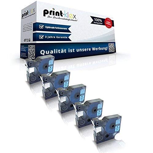 5X Print-Klex Schriftbänder kompatibel für Dymo D1 45016 Labelpoint150 Labelpoint200 Labelpoint250 Labelpoint300 Labelpoint350 S0720540 12mmx7m BK/Blau Druckerband - Series Easy Pro Serie von Print-Klex GmbH & Co.KG