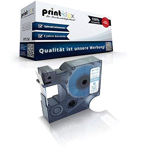 Print-Klex Schriftband kompatibel für Dymo D1 45014 Labelmanager PC Labelmanager PC2 Labelmanager PnP Mobile Labeler Labelpoint 100 S0720540 7mx12mm 7 m x 12 mm Blau Weiss - Office Serie von Print-Klex GmbH & Co.KG