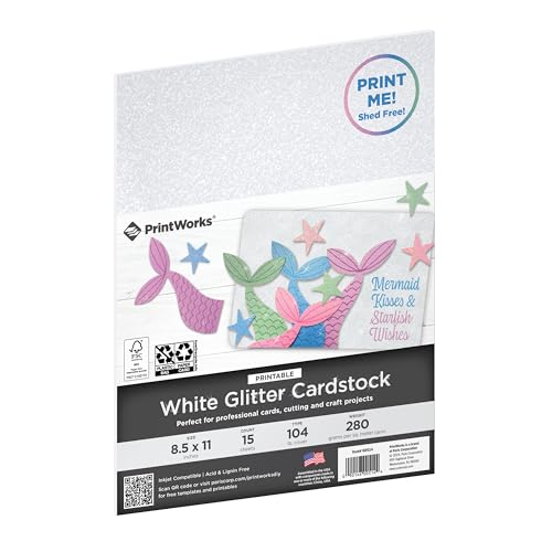PRINTWORKS Glitzerkarton, 15 Blatt, 21,6 x 27,9 cm, Blanco Weiß, 21,6 x 27,9 cm PRINTWORKS Glitzerkarton, 15 Blatt, 21,6 x 27,9 cm, Blanco Weiß, 21,6 x 27,9 cm von Print Works