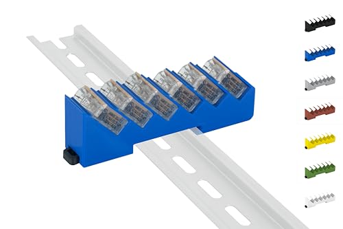 Din Rail Hutschienenhalter für 6x Wago Klemmen/lever clamps 221-412/413 (Wagoklemmen nicht im Lieferumfang!) (Blau) von Print Worth 3D