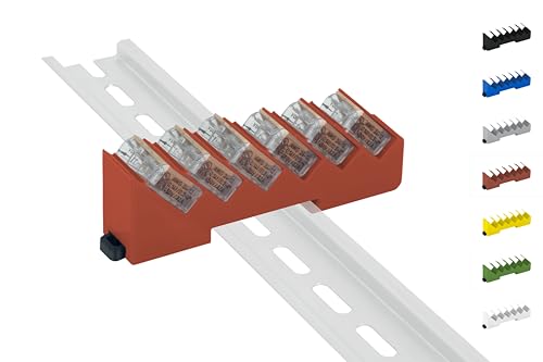 Din Rail Hutschienenhalter für 6x Wago Klemmen/lever clamps 221-412/413 (Wagoklemmen nicht im Lieferumfang!) (Rot) von Print Worth 3D