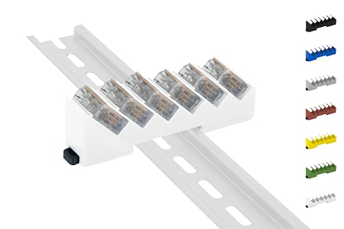 Din Rail Hutschienenhalter für 6x Wago Klemmen/lever clamps 221-412/413 (Wagoklemmen nicht im Lieferumfang!) (Weiß) von Print Worth 3D