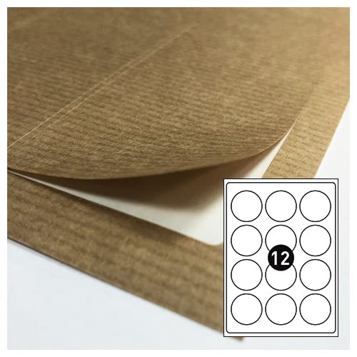 Dekorbögen - KRAFT Papier braun 12 Etiketten ø60mm / A4 Blatt von Print&Stick