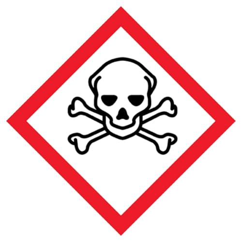 Aufkleber GHS06 – Totenkopf mit gekreuzten Knochen (Akute Toxizität) 100x100mm 450 Etiketten pro Rolle von Print&Stick