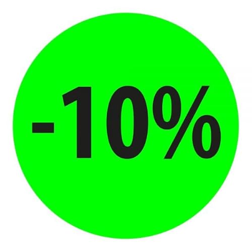 Preisnachlass- Werbe- und Sonderangebot-Etiketten "-10%", rund 20mm, 880 Etiketten, FluorGrün von Print&Stick